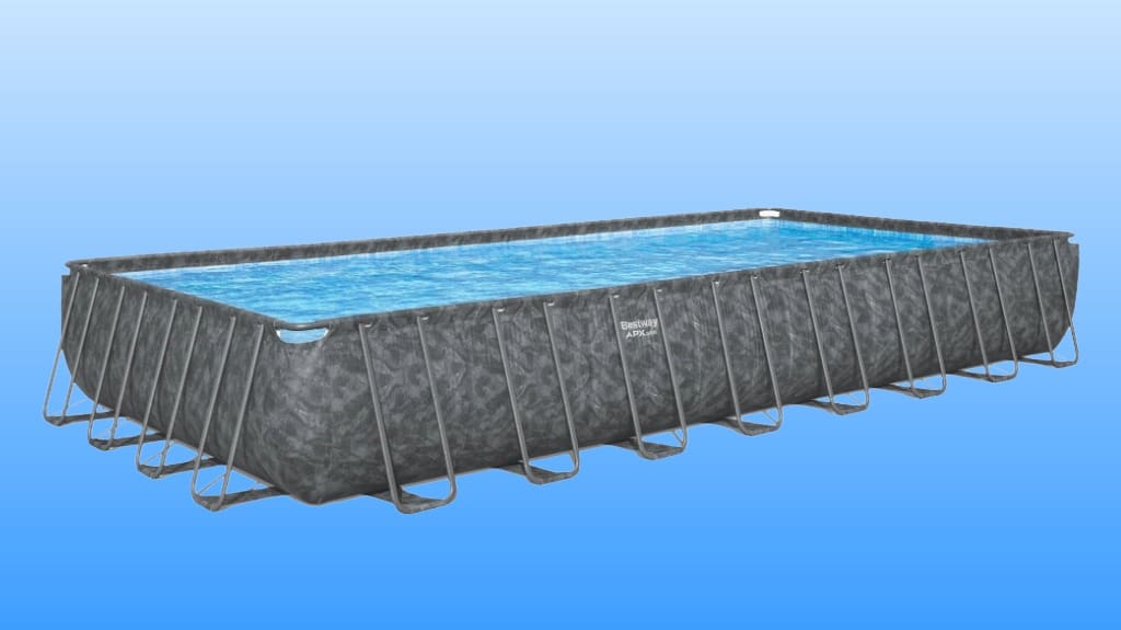 Bestway APX 365 Above Ground Pool – Rectangular Metal Frame Outdoor Swimming Pool Set Bestway APX 365 Above Ground Pool - Rectangular Metal Frame Outdoor Swimming Pool Set