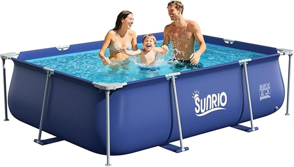 sturdy metal rectangle pool
