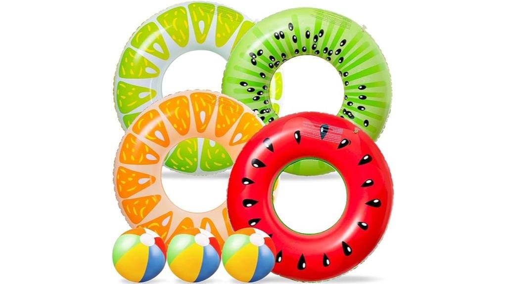 colorful seven piece fruit floats