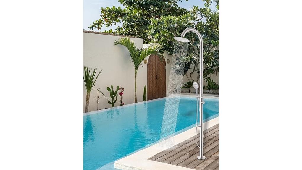 stainless steel freestanding outdoor shower