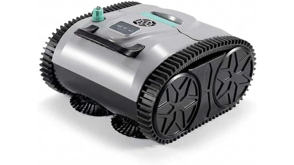 cordless robot cleans pool walls